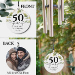 Jahrestag 50 Jahre Blumenkohl Foto Windspiel<br><div class="desc">Zwei Seiten-Design. Blumenfarben-Grafik Hochzeitsjubiläum jedes Jahr personalisierten Garten Windschatten. Front of chime einfache,  moderne,  elegante Text zum Jubiläum. Foto- und Namenstext-Option auf der Rückseite des Designs leicht anpassen,  einfach die Option Vorlage bearbeiten.</div>