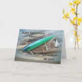 Jahrestag - AJS grüner Schwimmer-Fischen-Köder Karte (Gelbe Blume)