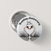 Jahrestag der Hochzeit zwei Schwäne weiß Button (Vorne & Hinten)