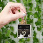 Jahrestag der Liebe - Initialen des Fotos Schlüsselanhänger (Hand)