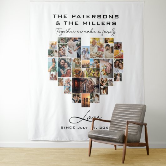 Jahrestag der Pixelherz-Collage-Familie Wandteppich (Beispiel)
