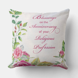 Jahrestag der religiösen Tätigkeit Pink Roses Kissen