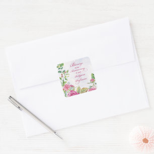 Jahrestag der religiösen Tätigkeit Pink Roses Quadratischer Aufkleber
