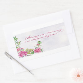 Jahrestag der religiösen Tätigkeit Pink Roses Rechteckiger Aufkleber