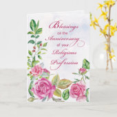 Jahrestag der religiösen Tätigkeit Pink Water Karte (Gelbe Blume)