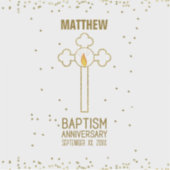 Jahrestag der Taufe Gold Cross Personalisiert Aufkleber (Vorderseite)