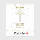 Jahrestag der Taufe Gold Cross Personalisiert Aufkleber (Blatt)