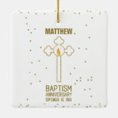 Jahrestag der Taufe Gold Cross Personalisiert Keramikornament (Rückseite)