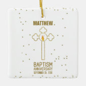 Jahrestag der Taufe Gold Cross Personalisiert Keramikornament (Vorderseite)
