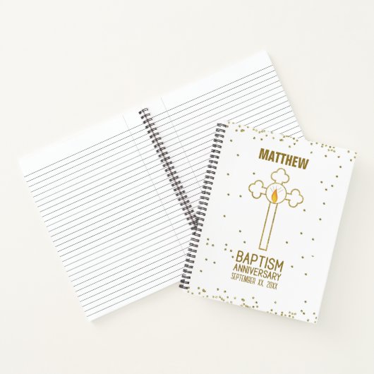 Jahrestag der Taufe Gold Cross Personalisiert Notizblock (Innenseite)