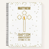 Jahrestag der Taufe Gold Cross Personalisiert Notizblock (Vorderseite)