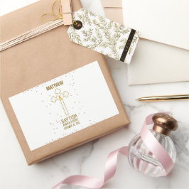 Jahrestag der Taufe Gold Cross Personalisiert Rechteckiger Aufkleber