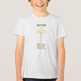 Jahrestag der Taufe Gold Cross Personalisiert Tri-Blend Shirt