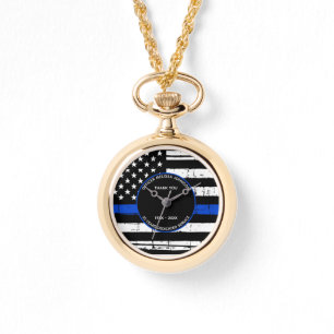 Jahrestag des Polizeiruhens Thin Blue Line Armbanduhr