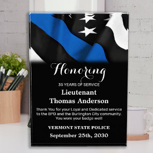 Jahrestag des Polizeiruhestands Thin Blue Line Acryl Auszeichnung