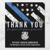 Jahrestag des Polizeiruhestands Thin Blue Line Weinetikett (Einzelnes Label)