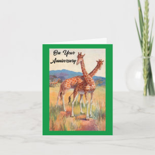 Jahrestag Giraffen gefaltete Grußkarte Karte