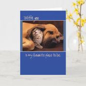 Jahrestag, Hund und Kätzchen Karte (Gelbe Blume)