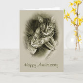 Jahrestag: Zwei bengalische Katzen, ursprüngliche Karte (Gelbe Blume)