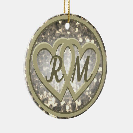 Jahrestag zwei Herzen Keramik Ornament (Rechts)