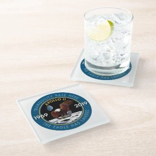 Jahrestags-Auftrag-Flecken-Insignien Apollo 11 50. Glasuntersetzer