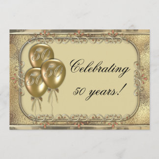 Jahrestags-Ballon-Party Einladung des Gold50.