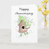 Jahrestags-Karte, Chickadee auf Birdhouse Karte (Gelbe Blume)