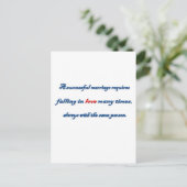 Jahrestags-Zitat - ein erfolgreiches Heirat Postkarte (Stehend Vorderseite)