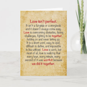 Jahrestagskarte Liebe ist nicht perfekt Karte