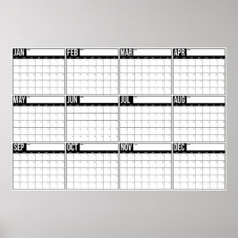 Jahresübersicht Undatierter Minimalistischer Wandk Poster