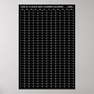 Jahresübersicht-Wandplaner-Kalender ohne Datum Poster