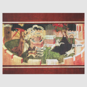 JAHRESZEIT ALS MYSTISCHE HUNT VON UNICORN SEIDENPAPIER