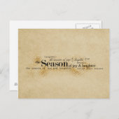 Jahreszeit der Freude Gold Wordart Postkarte (Vorne/Hinten)