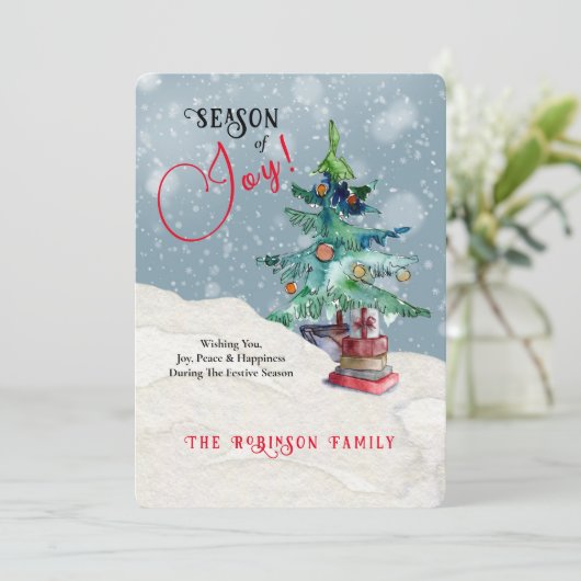 Jahreszeit der Freude Wasserfarbe Weihnachten Tree (Stehend Vorderseite)