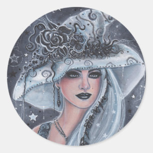 Jahreszeit der Hexe mit Eulen von Renee Lavoie Runder Aufkleber