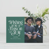 Jahreszeit der Joy Holiday Foto Card Personalisier Einladung (Stehend Vorderseite)