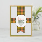 Jahreszeit des Dankes Fall Tartan Ribbon Erntedank Karte (Stehend Vorderseite)