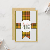 Jahreszeit des Dankes Fall Tartan Ribbon Erntedank Karte (Vorderseite/Rückseite Beispiel)