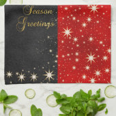 Jahreszeit-Grüße - schwarz, Rot und Geschirrtuch (Gefaltet)