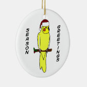 Jahreszeit-Grüßecockatiel-Weihnachtsverzierung Keramik Ornament (Rechts)