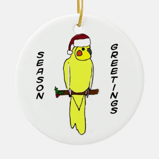 Jahreszeit-Grüßecockatiel-Weihnachtsverzierung Keramik Ornament (Vorne)