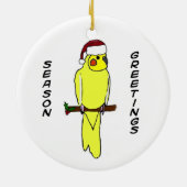 Jahreszeit-Grüßecockatiel-Weihnachtsverzierung Keramik Ornament (Hinten)