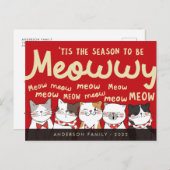Jahreszeit: Meowwy Funny Niedlich Cats Caroling Postkarte (Vorne/Hinten)