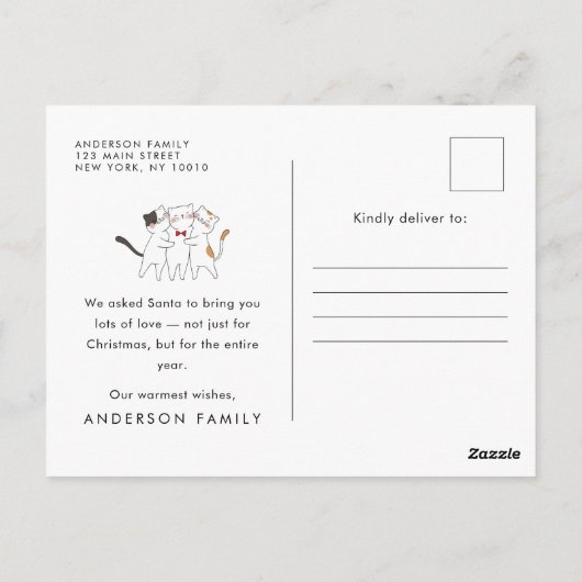 Jahreszeit: Meowwy Funny Niedlich Cats Caroling Postkarte (Rückseite)