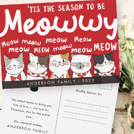 Jahreszeit: Meowwy Funny Niedlich Cats Caroling Postkarte