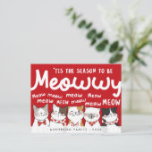 Jahreszeit: Meowwy Funny Niedlich Cats Caroling Postkarte (Stehend Vorderseite)