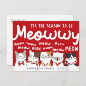 Jahreszeit: Meowwy Funny Niedlich Cats Caroling Postkarte (Vorne/Hinten)