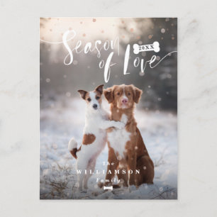 Jahreszeit Skript-Haustier-Weihnachten der Liebe-  Feiertagspostkarte
