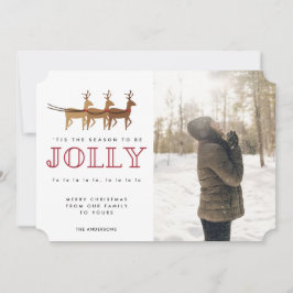Jahreszeit zum Jolly Reindeer Foto Weihnachtskarte Feiertagskarte