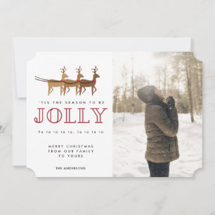 Jahreszeit zum Jolly Reindeer Foto Weihnachtskarte Feiertagskarte